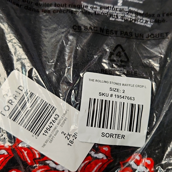 ❤️NWT VINTAGE TORRID TEE - ROLLING STONES JAGGER - WAFFLE - CROP SHIRT PLUS SIZE - Picture 13 of 16